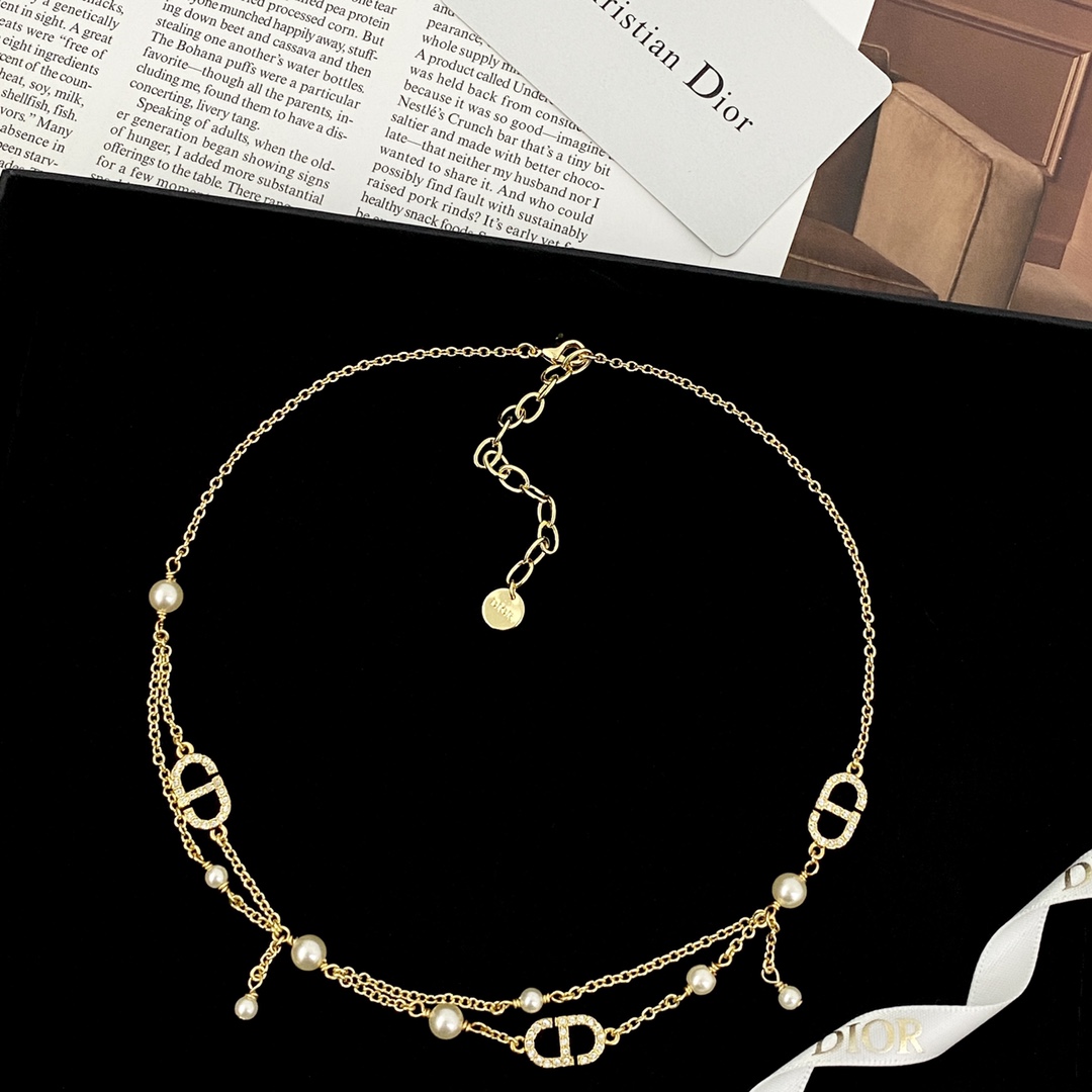 CDN067 Dior Petit CD chain choker necklace - ccjewelryacc