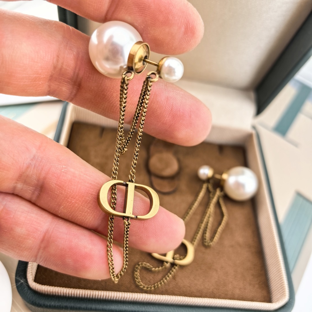 CDE182 DIOR Tribales earrings with chain tassels - ccjewelryacc