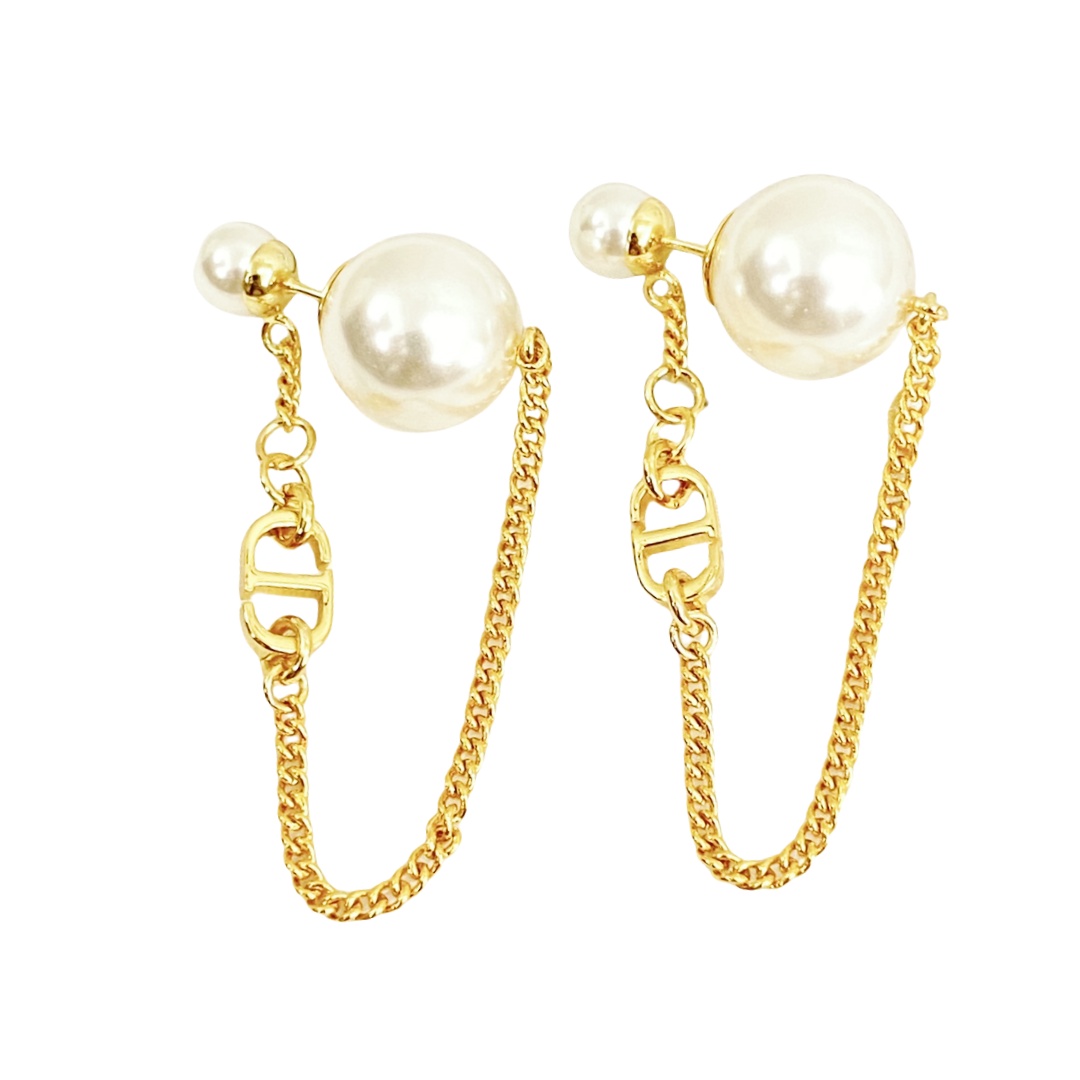 CDE210 Dior Tribales earrings with chain tassels - ccjewelryacc