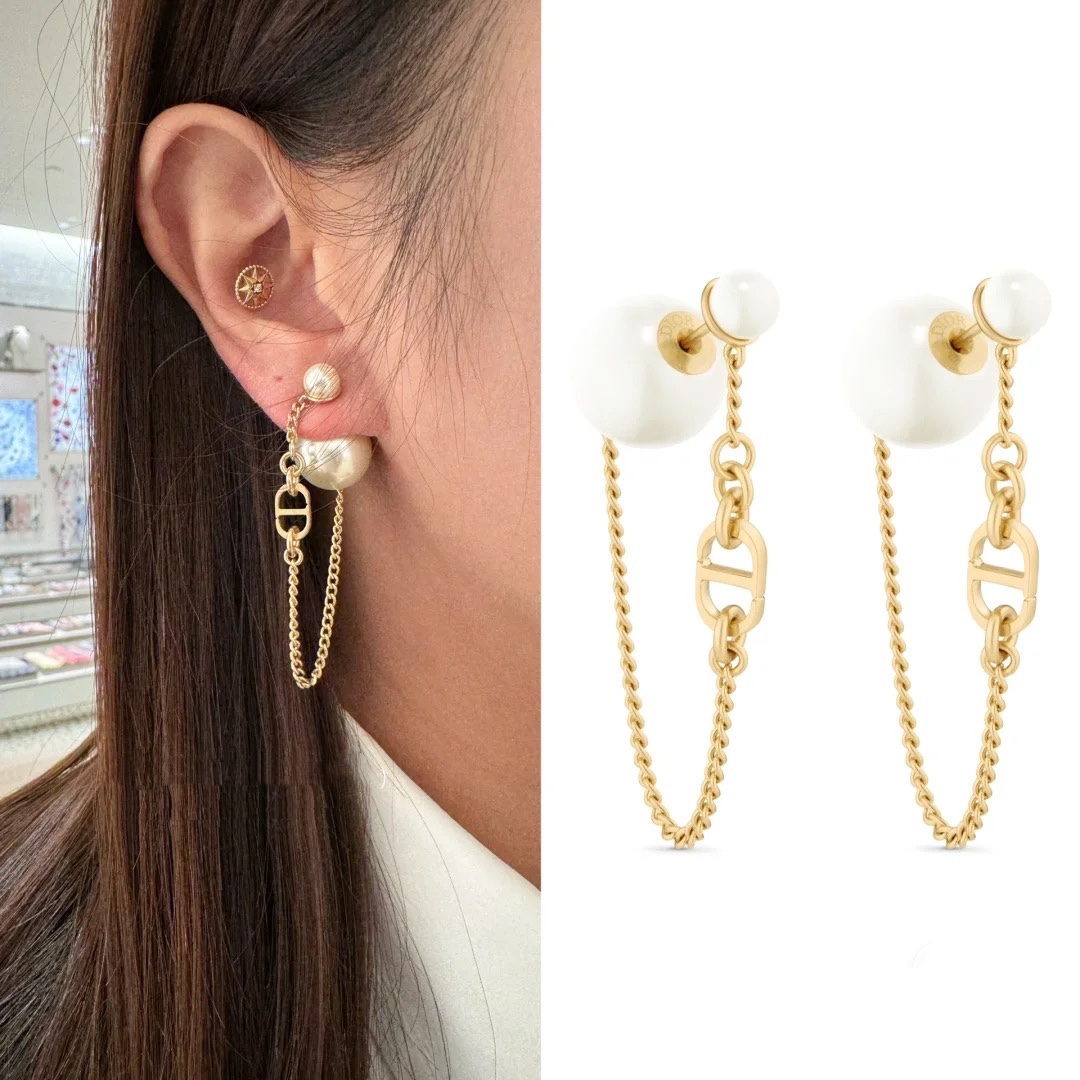 CDE210 Dior Tribales earrings with chain tassels - ccjewelryacc