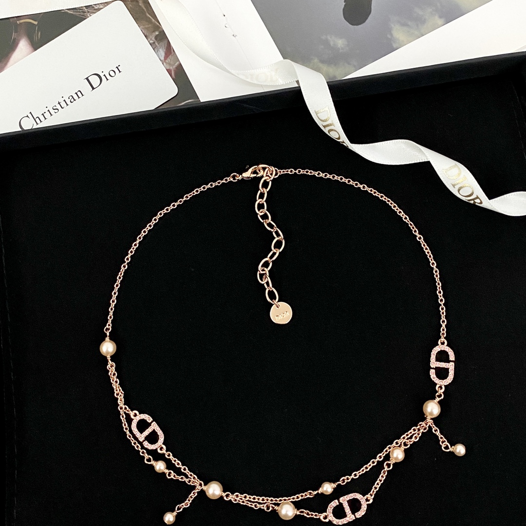 CDN067 Dior Petit CD chain choker necklace - ccjewelryacc