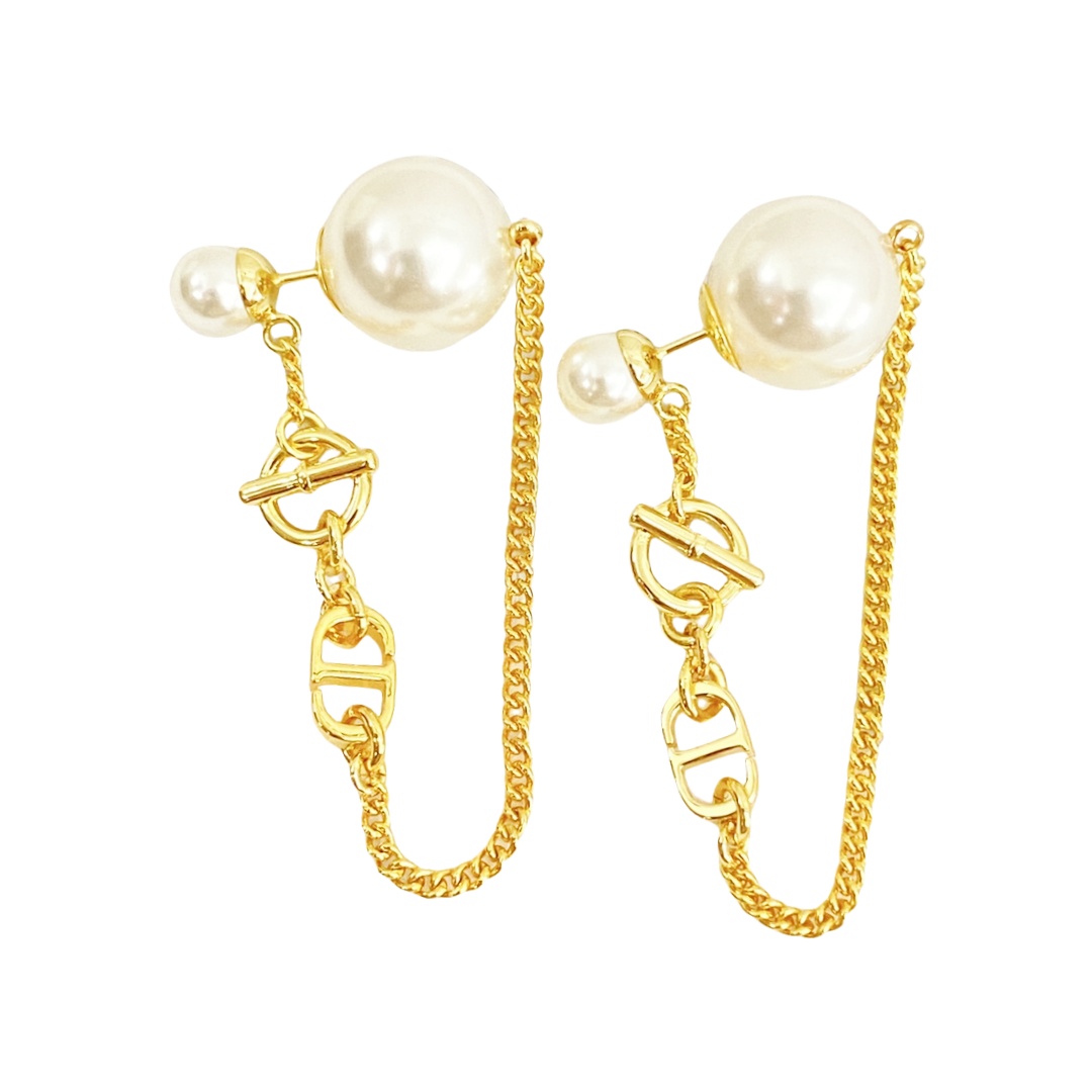 CDE212 Dior Petit CD chain tassels earrings - ccjewelryacc