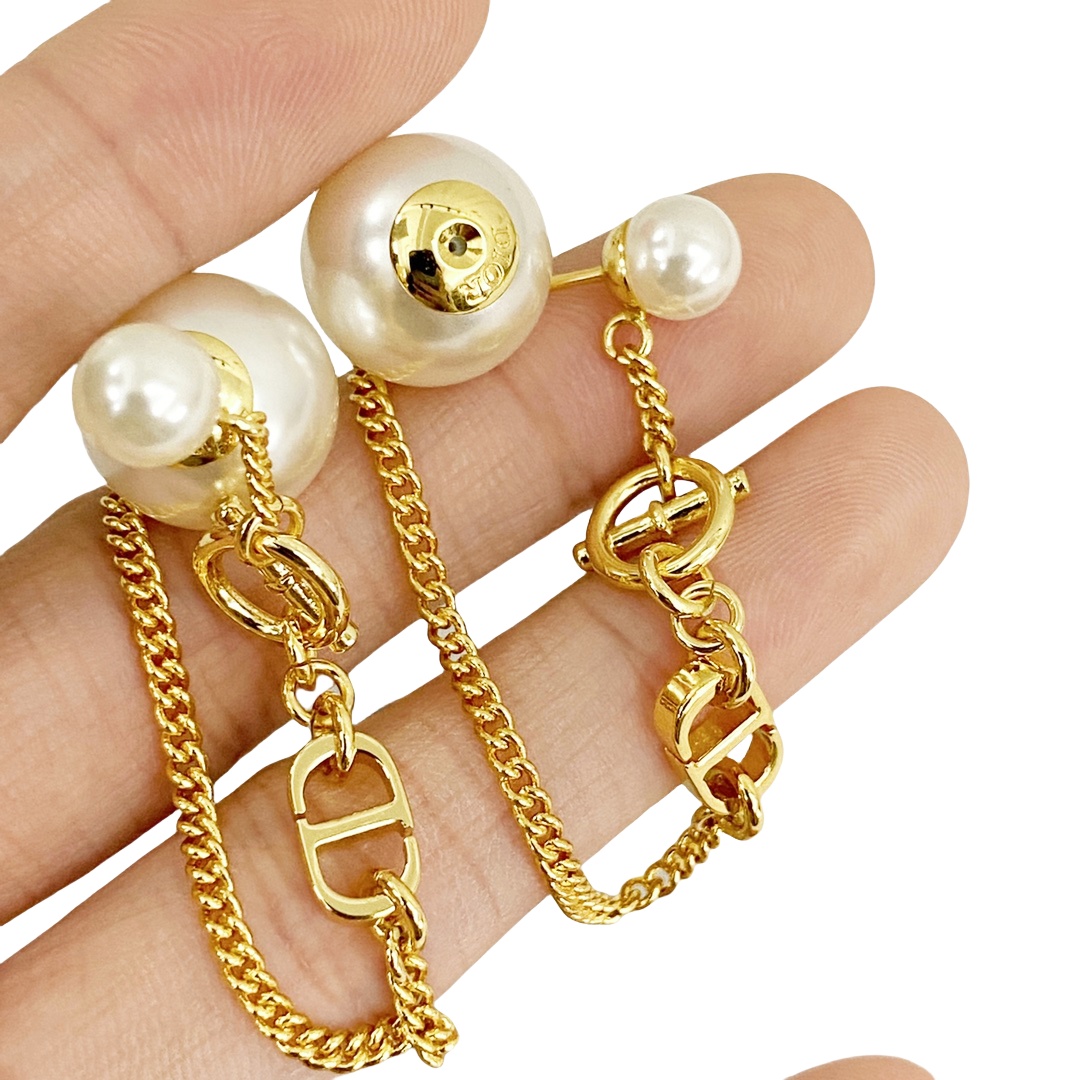 CDE212 Dior Petit CD chain tassels earrings - ccjewelryacc