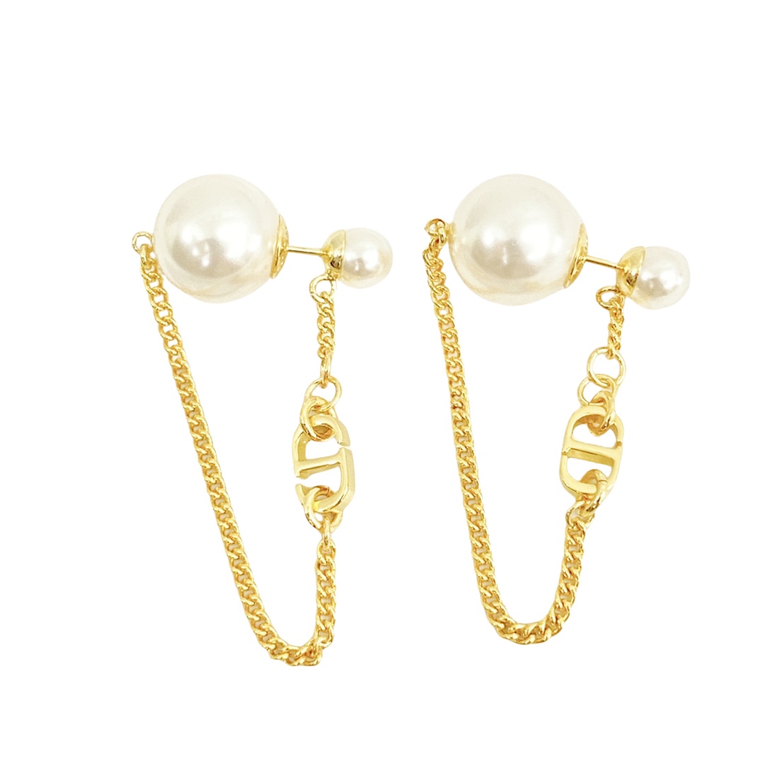 CDE210 Dior Tribales earrings with chain tassels - ccjewelryacc