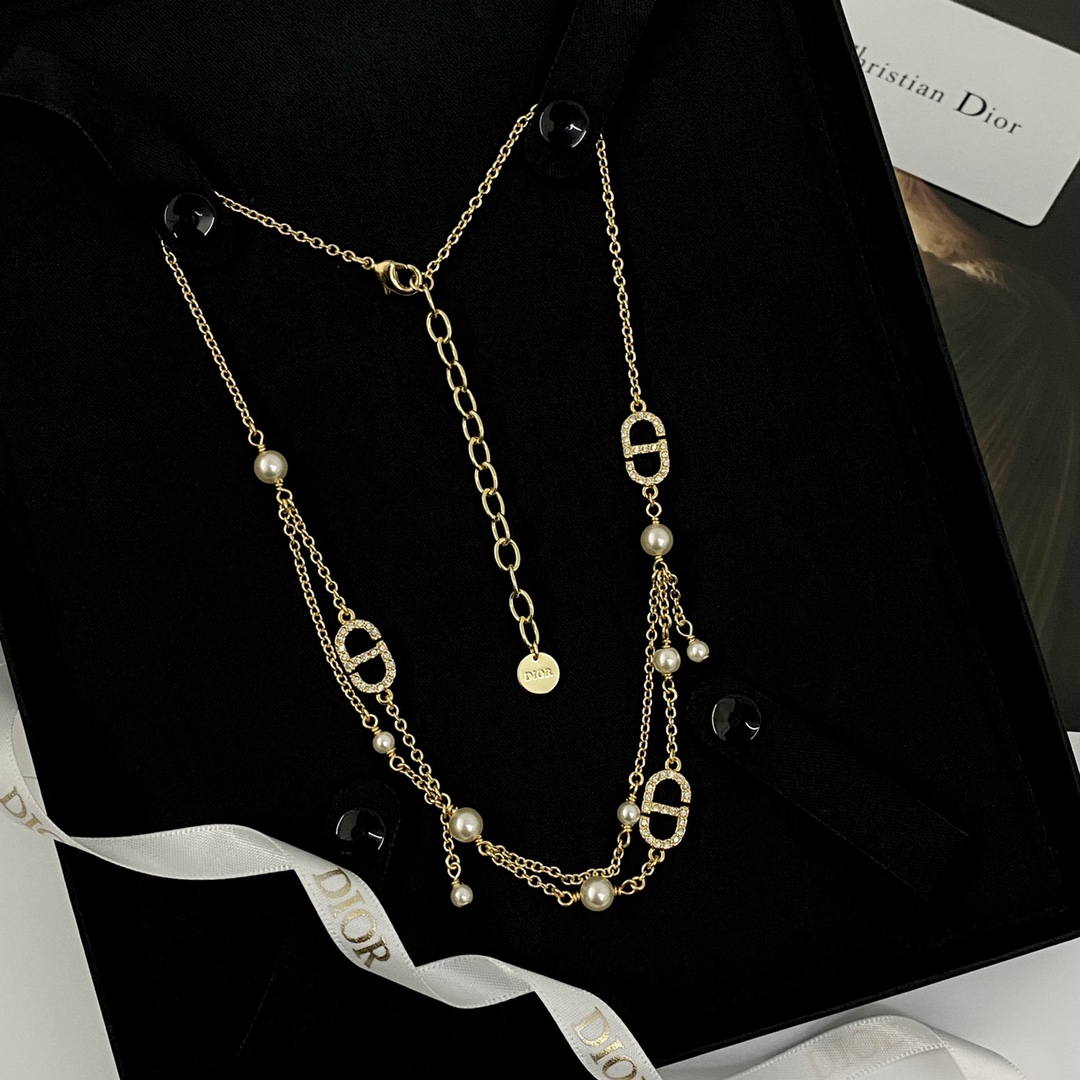 CDN067 Dior Petit CD chain choker necklace - ccjewelryacc