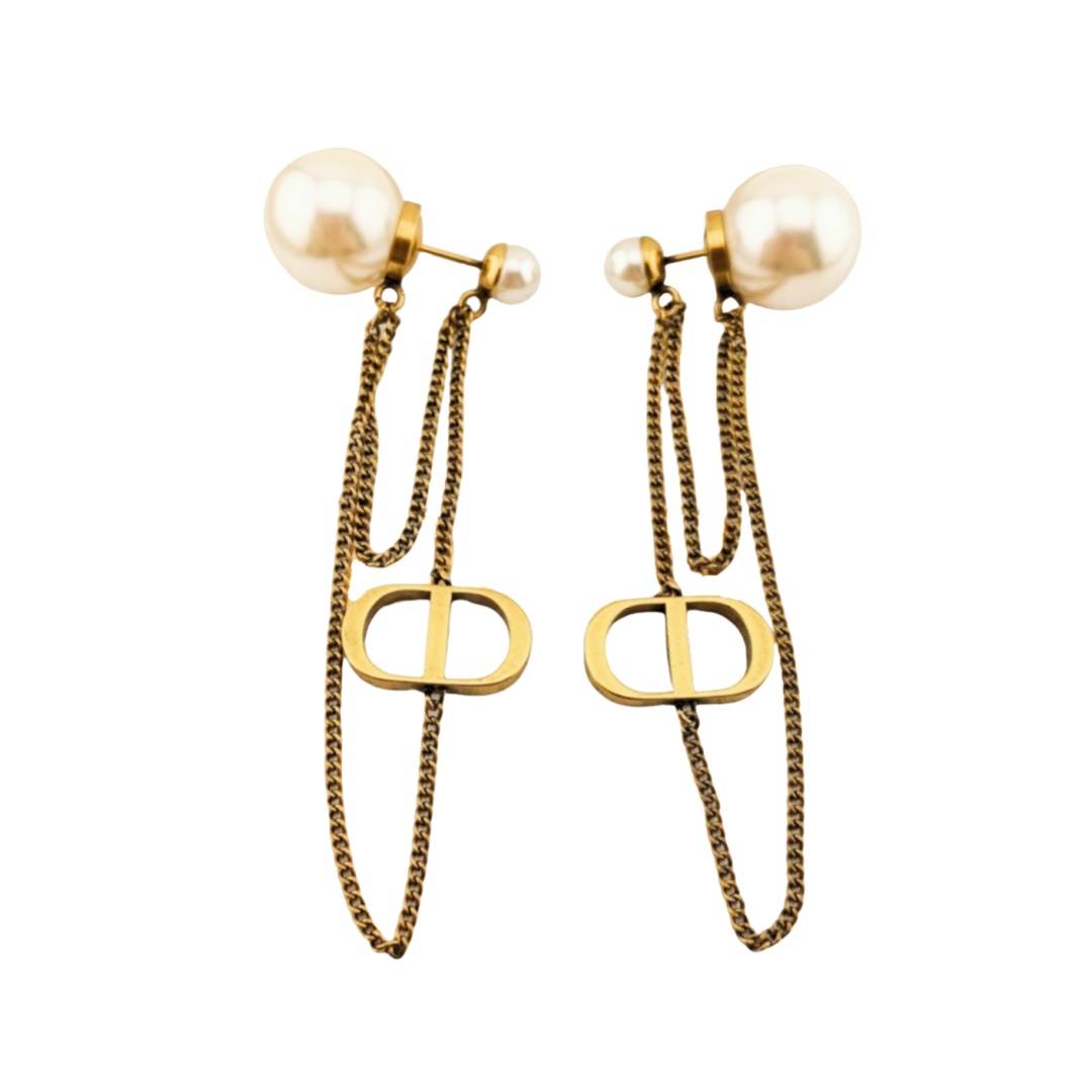 CDE182 DIOR Tribales earrings with chain tassels - ccjewelryacc
