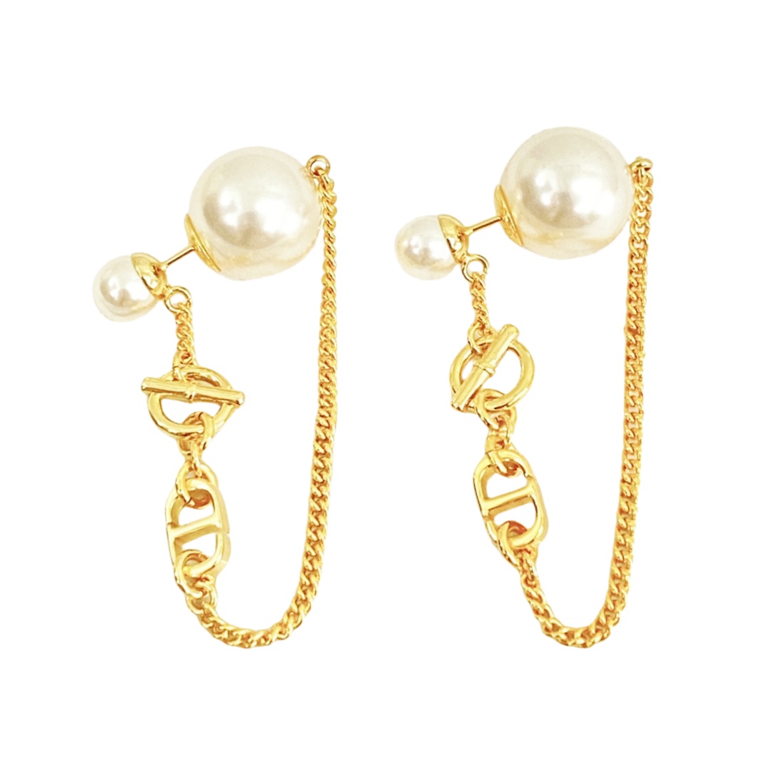 CDE212 Dior Petit CD chain tassels earrings - ccjewelryacc