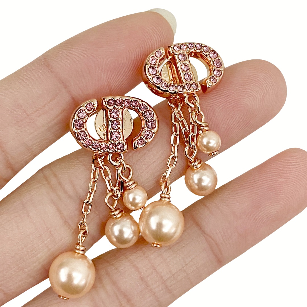 CDE183 Dior earrings pink - ccjewelryacc