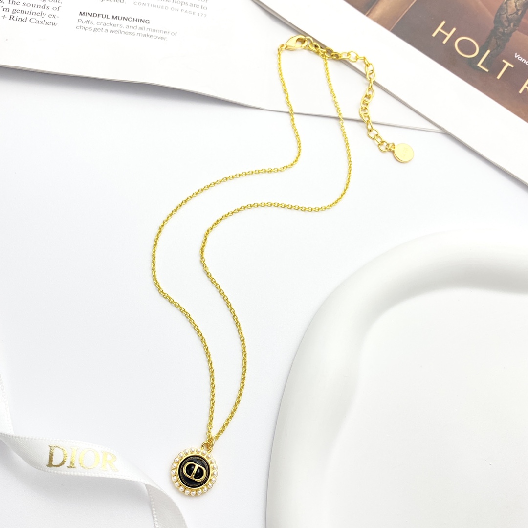 CDN276 Dior Petit CD baroque pendant necklace - ccjewelryacc