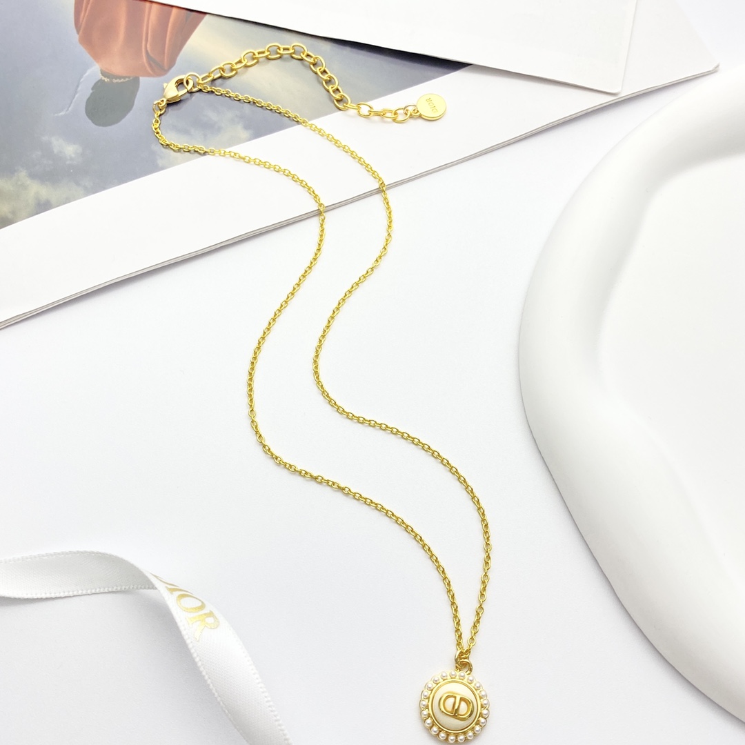 CDN276 Dior Petit CD baroque pendant necklace - ccjewelryacc