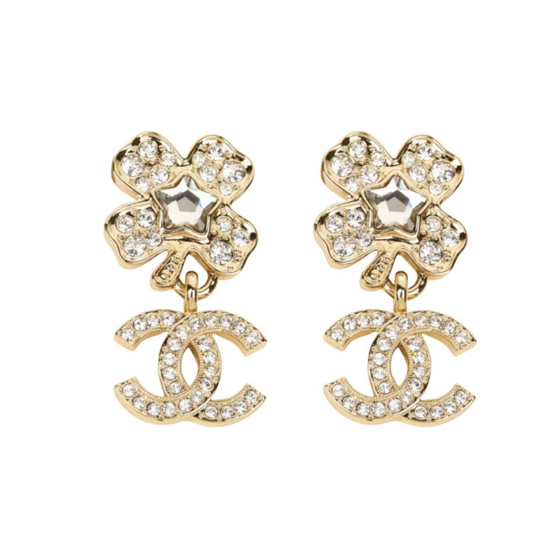 CCE272 chanel clover earrings with crystal - ccjewelryacc