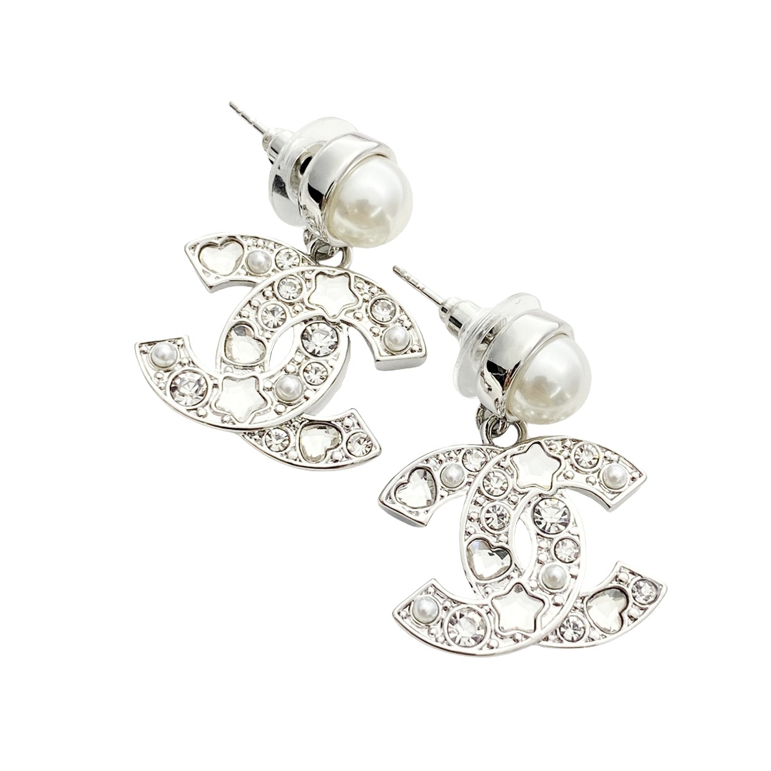 CCE273 Chanel star crystal cc drop earrings - ccjewelryacc