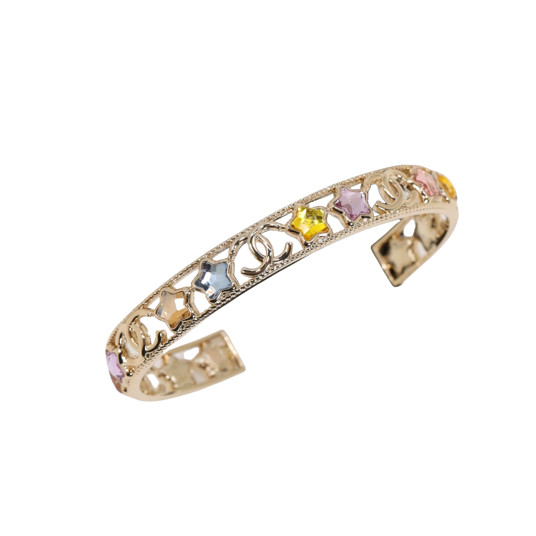 CCS029 Chanel Hollow colored star bangle bracelet - ccjewelryacc
