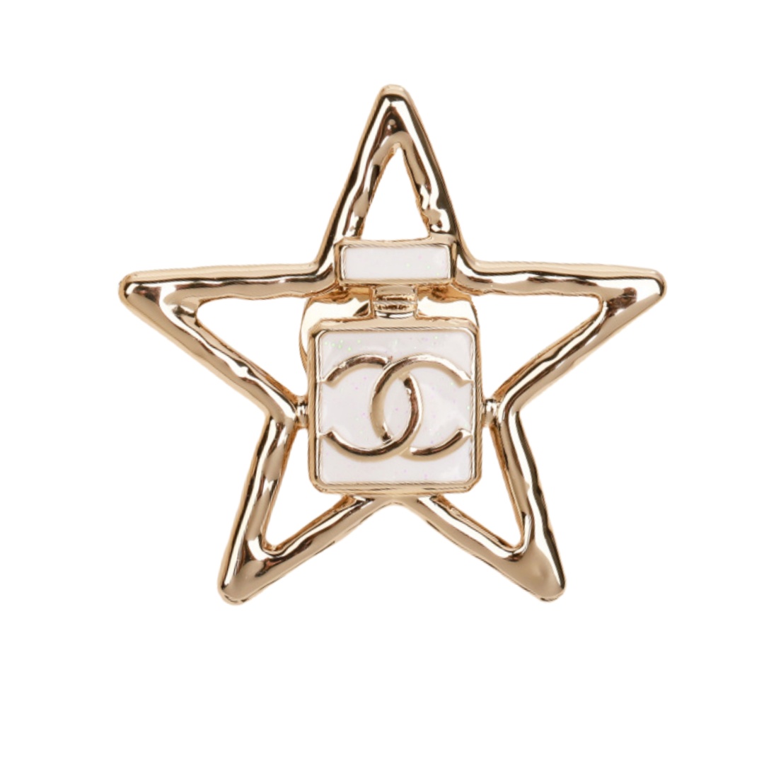 BCB561 Chanel embossment enamel perfume bottle star brooch pin - ccfashionjewelry