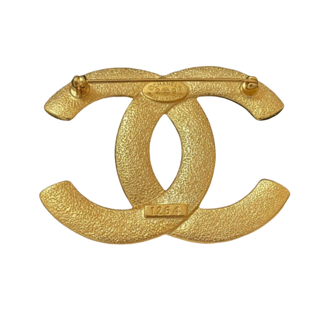 BCB562 Vintage Gold chanel cc brooch pin - ccjewelryacc