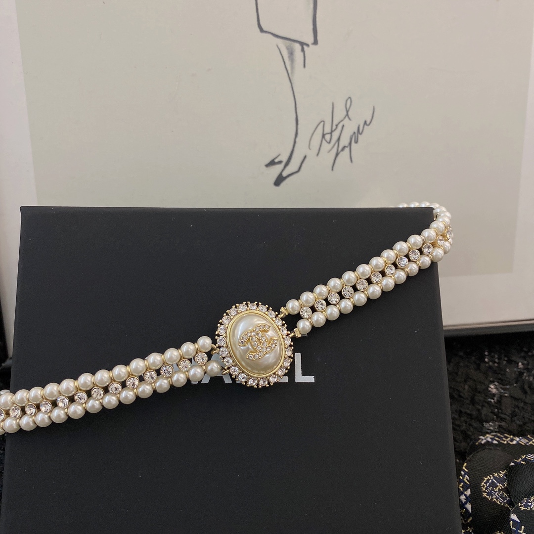 CCN034 Chanel Double Pearl choker Necklace - ccjewelryacc