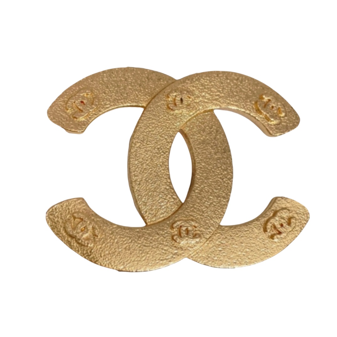 BCB562 Vintage Gold chanel cc brooch pin - ccjewelryacc