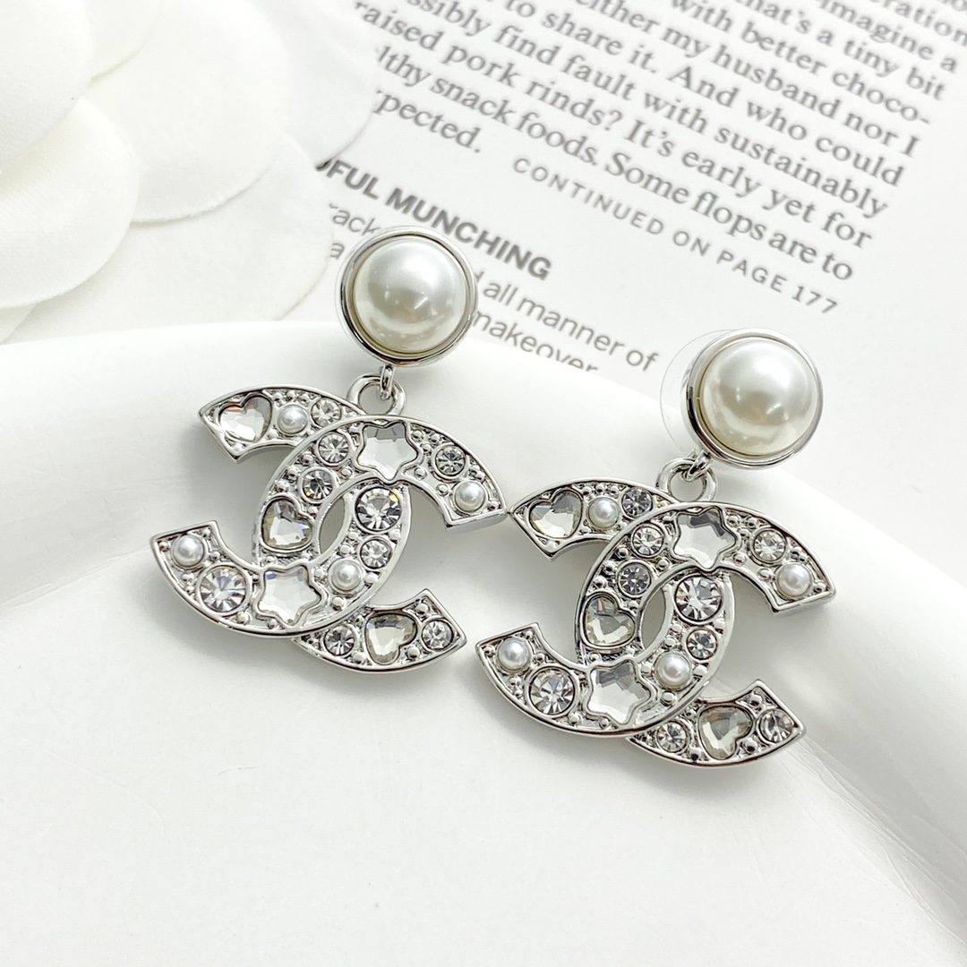 CCE273 Chanel star crystal cc drop earrings - ccjewelryacc