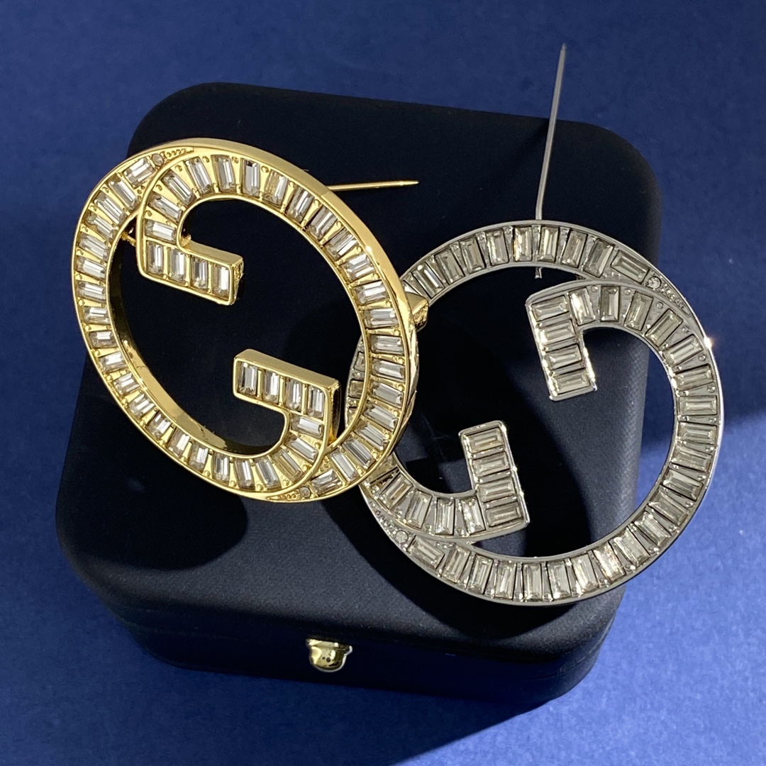 GGB003 Gucci interlocking g Brooch pin with crystal - ccjewelryacc