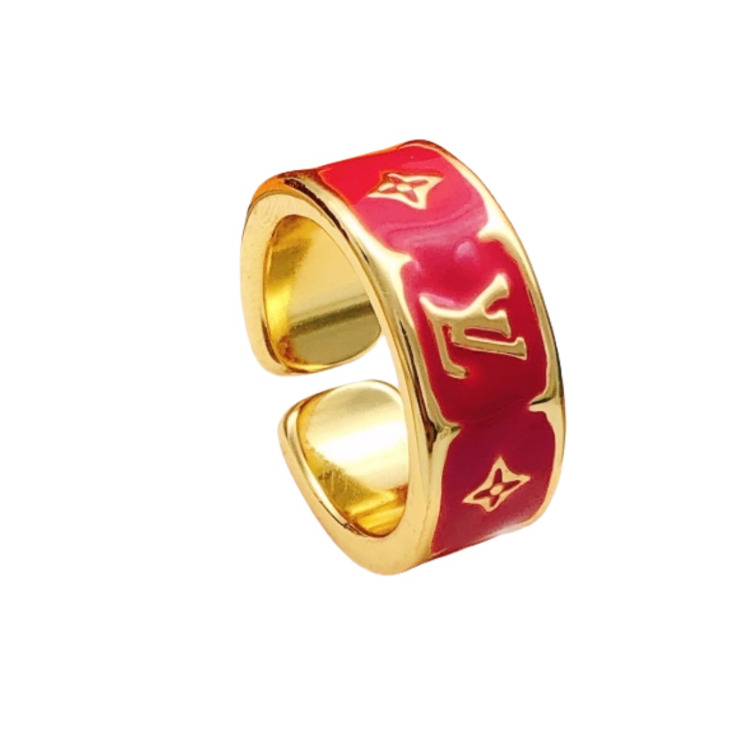 LVR006  LV Nanogram Enamel Ring - ccjewelryacc