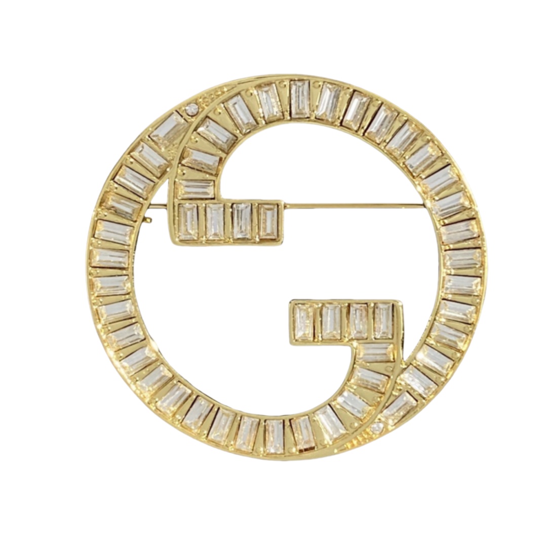 GGB003 Gucci interlocking g Brooch pin with crystal - ccfashionjewelry