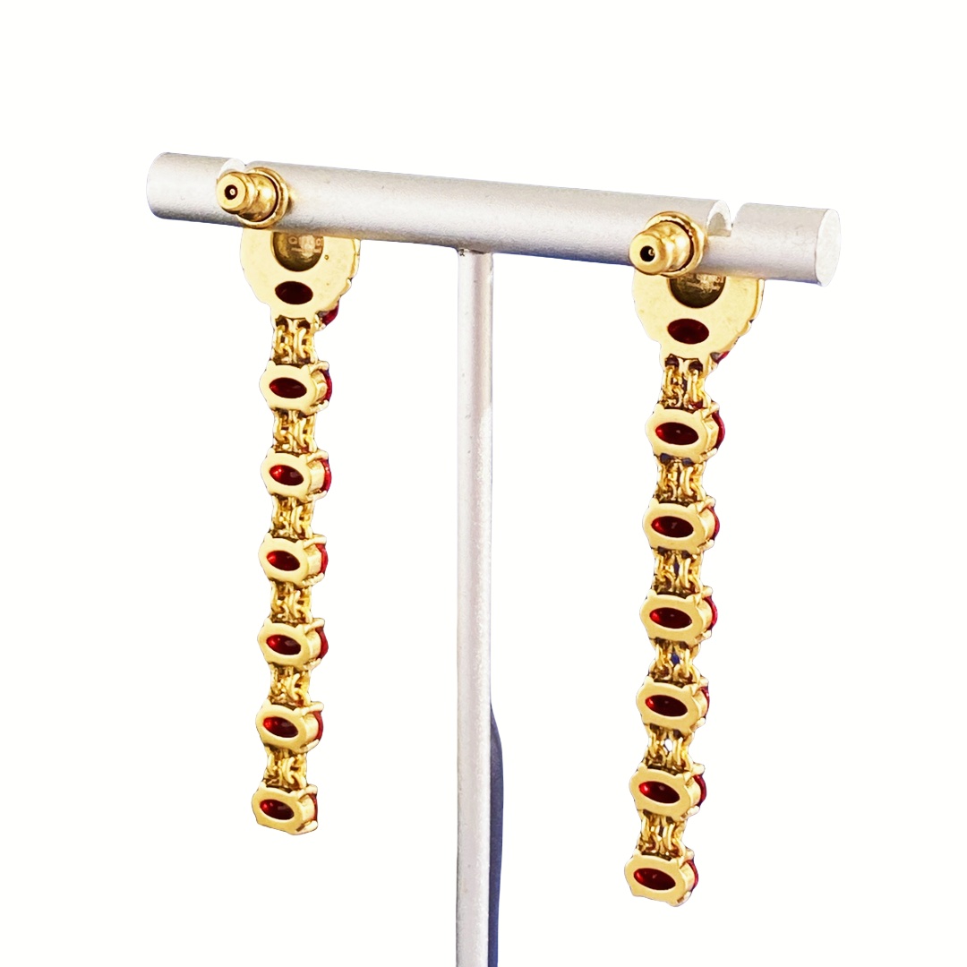 GGE135 Gucci lion head with Red crystal tassels earrings - ccjewelryacc