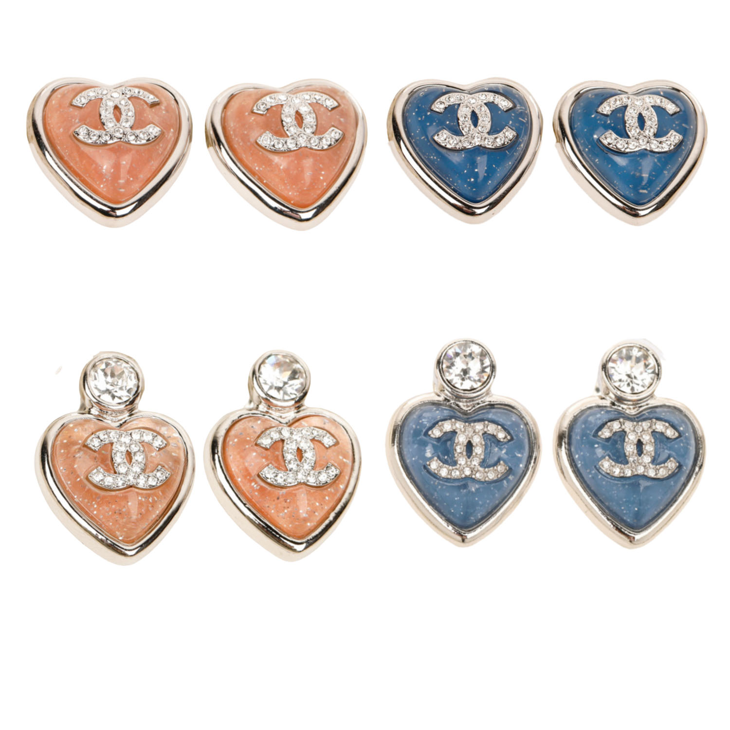 CCE270 Blue heart cc stud earrings - ccjewelryacc