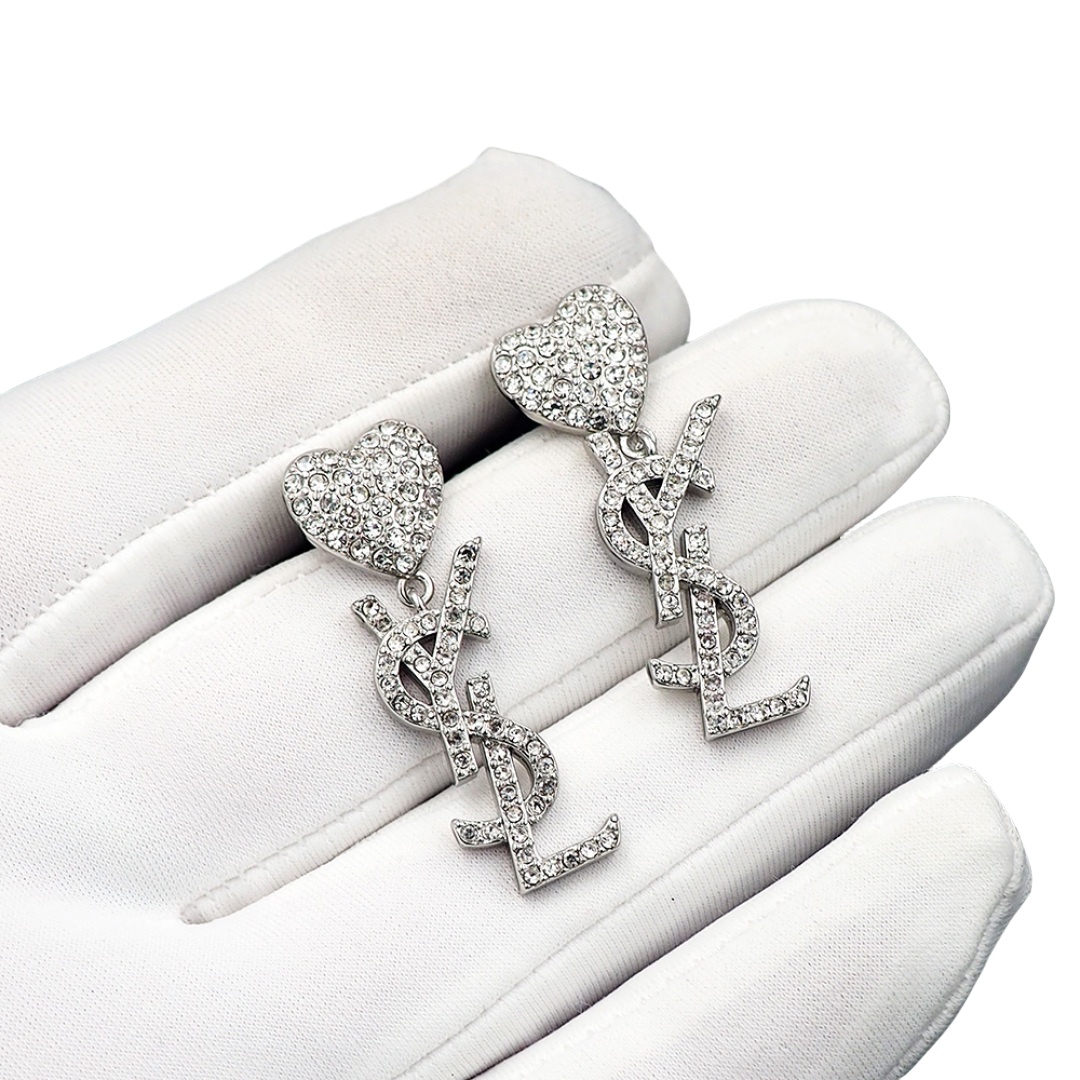 YYE101 crystal heart ysl drop earrings - ccjewelryacc