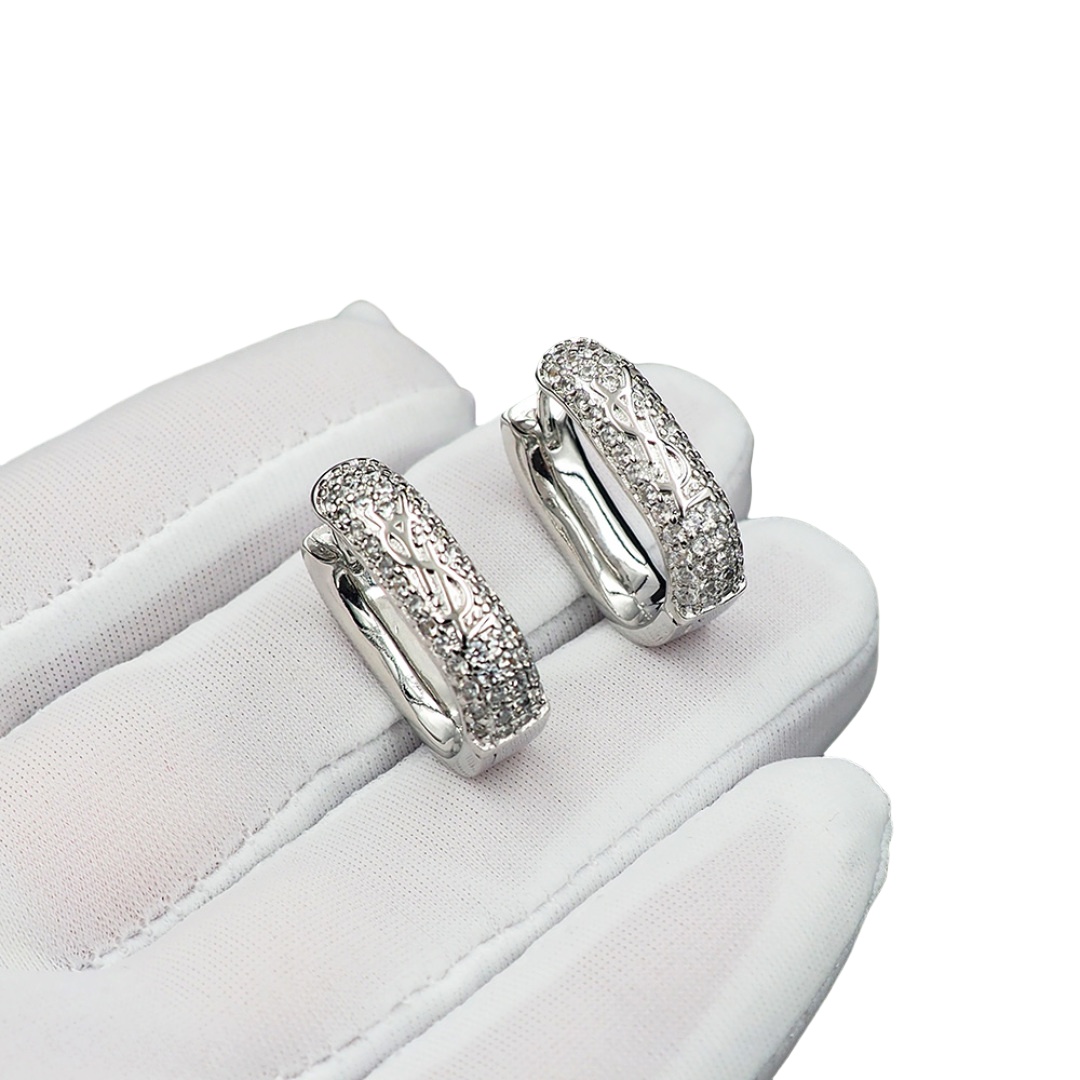 YYE100 crystal ysl hoop earrings - ccjewelryacc