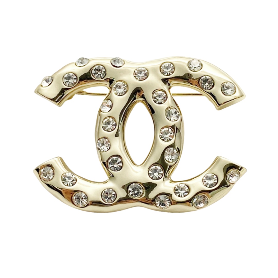 BCB440 24B rhinestone cc logo Brooch pin - ccjewelryacc