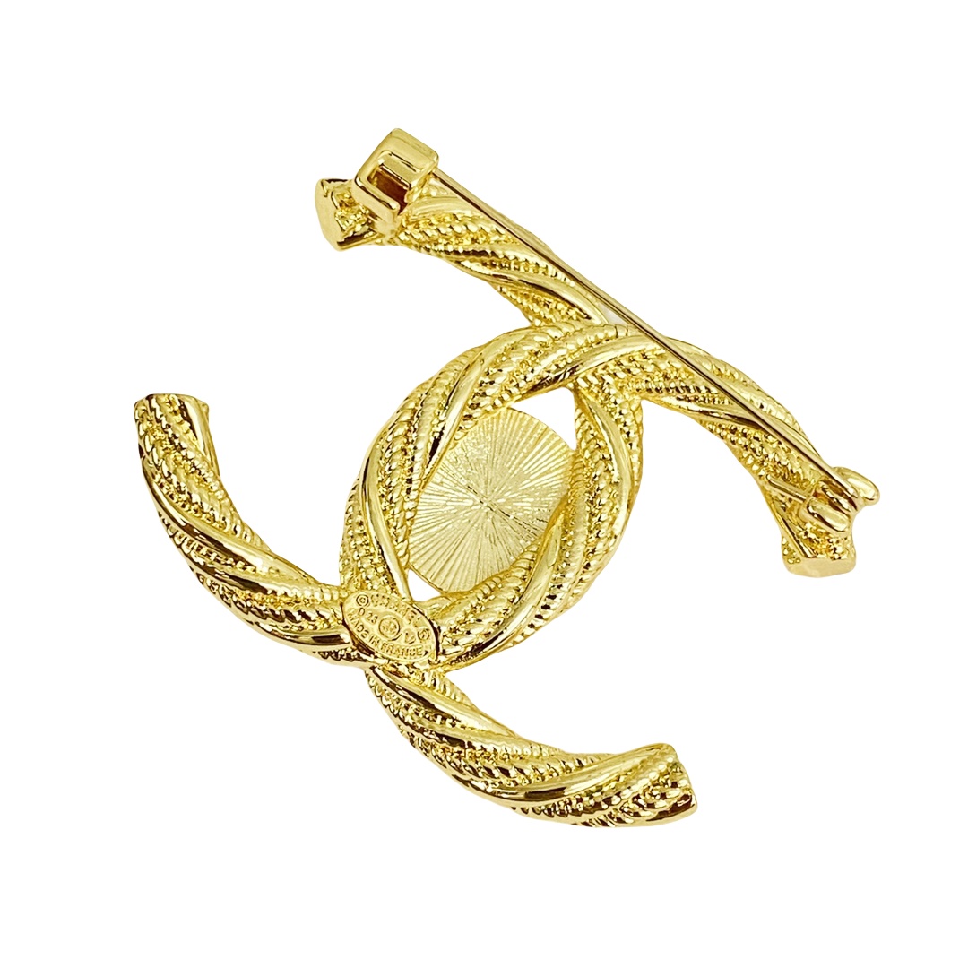 BCB154 Chanel twisty metal cc brooch pin - ccjewelryacc