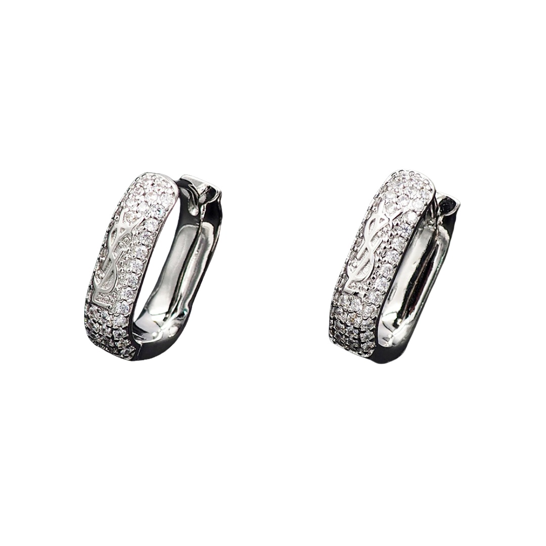 YYE100 crystal ysl hoop earrings - ccjewelryacc