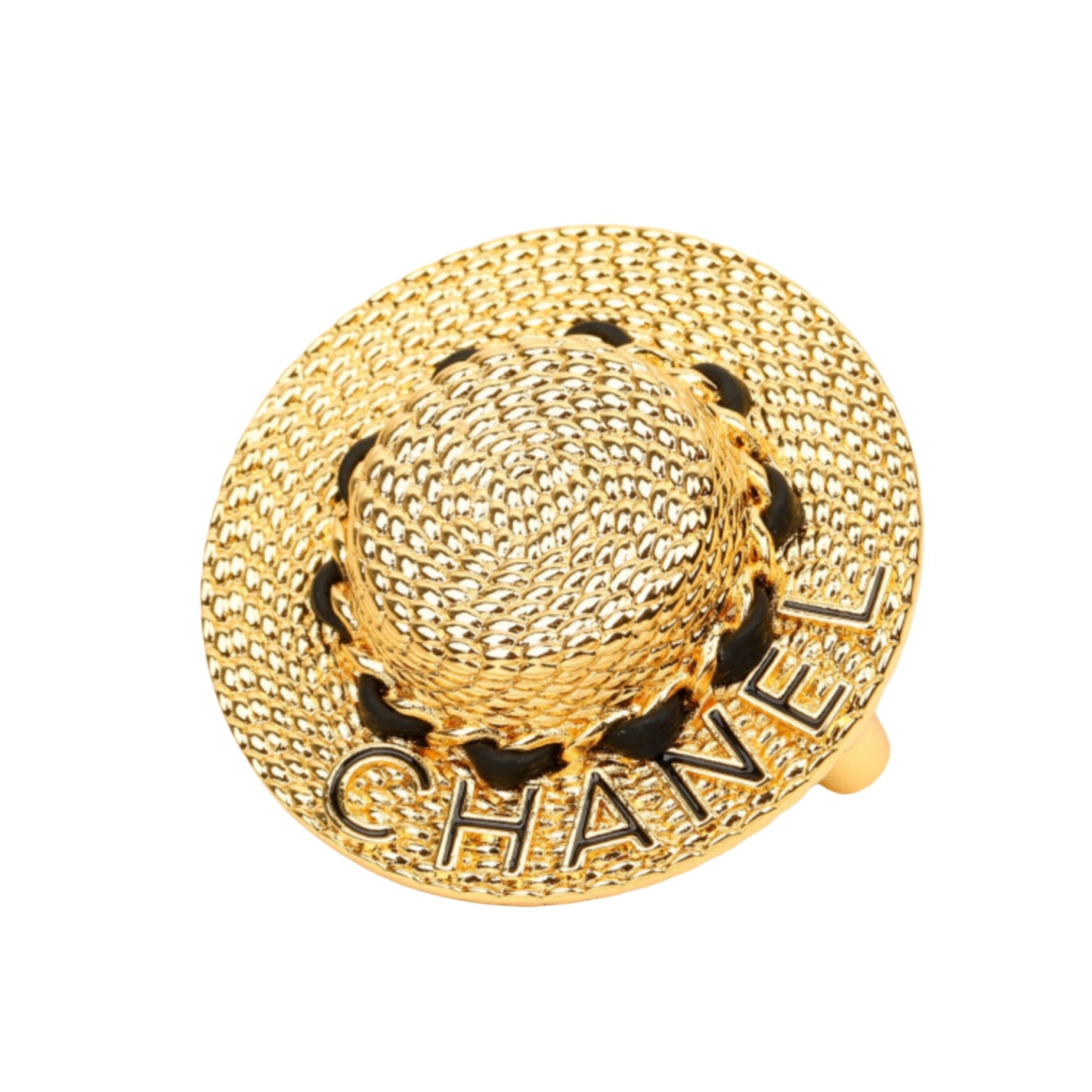 BCB549 Chanel 3D straw hat brooch pin - ccjewelryacc