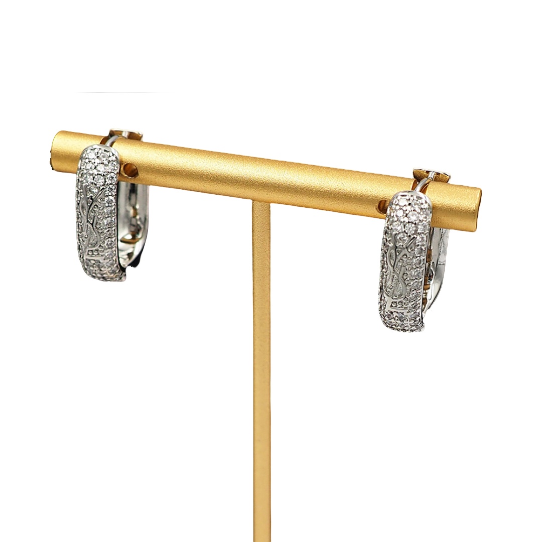 YYE100 crystal ysl hoop earrings - ccjewelryacc