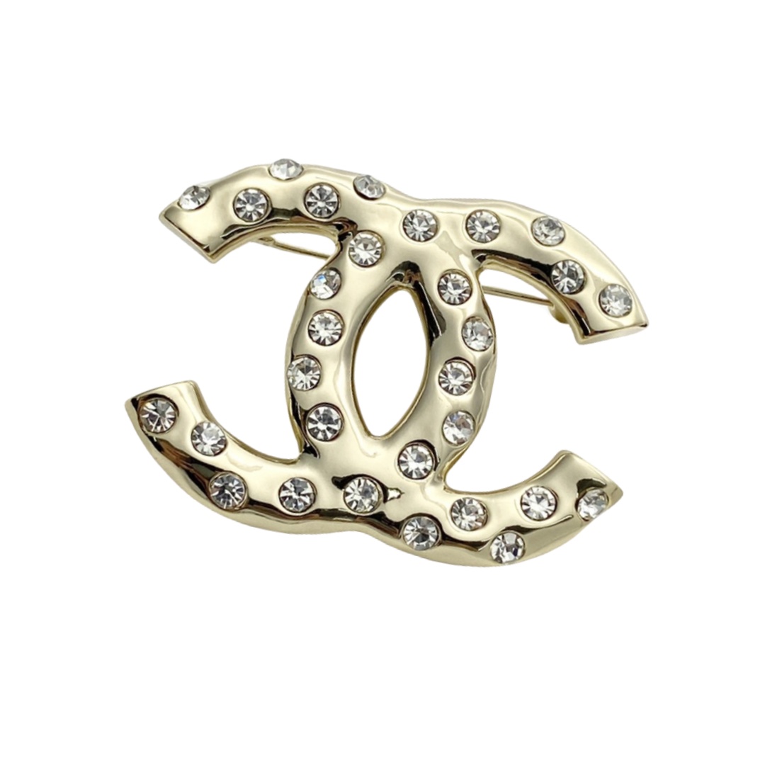 BCB440 24B rhinestone cc logo Brooch pin - ccjewelryacc