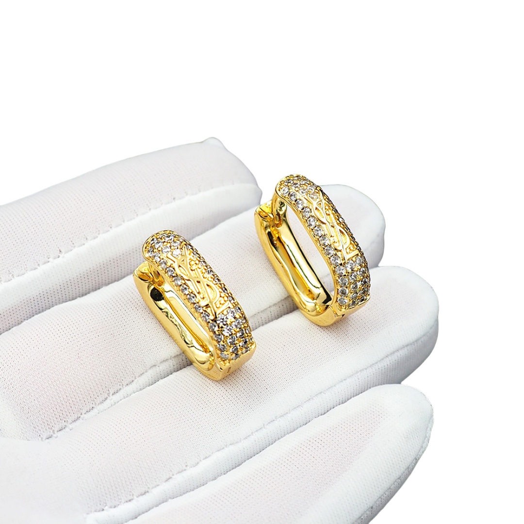 YYE100 crystal ysl hoop earrings - ccjewelryacc