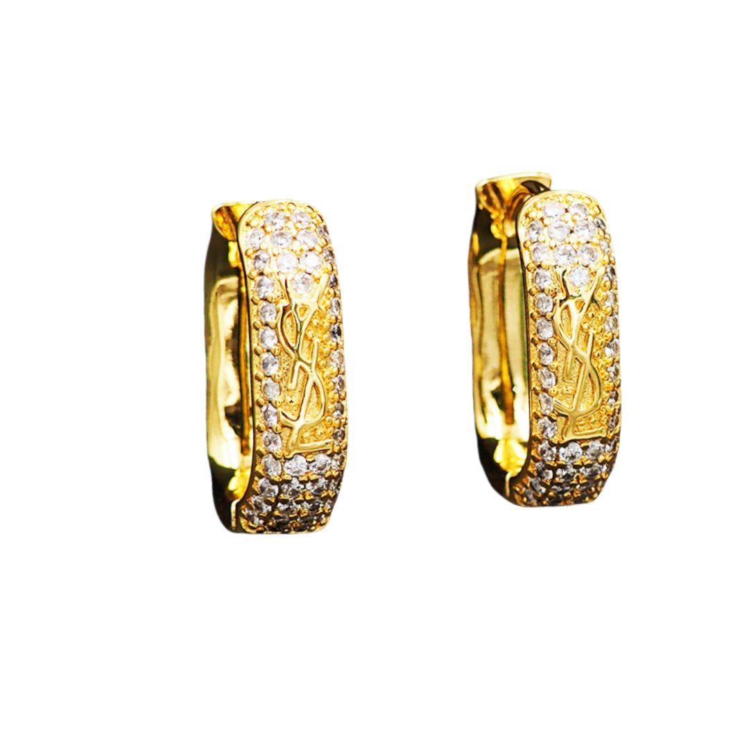 YYE100 crystal ysl hoop earrings - ccjewelryacc