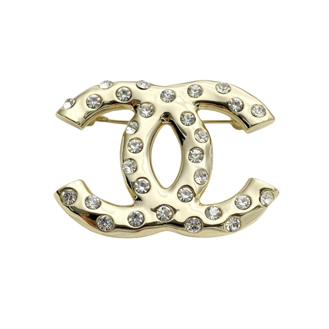 BCB440 24B rhinestone cc logo Brooch pin - ccjewelryacc