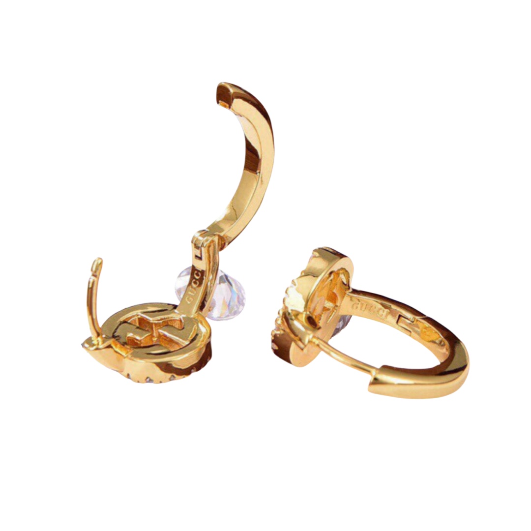 GGE138 Gucci Gold Interlocking G Diamond Earring - ccjewelryacc