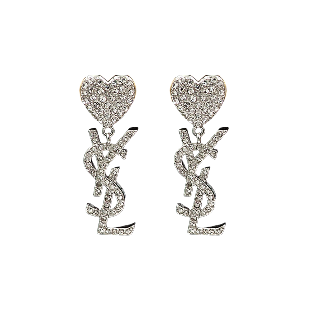 YYE101 crystal heart ysl drop earrings - ccjewelryacc