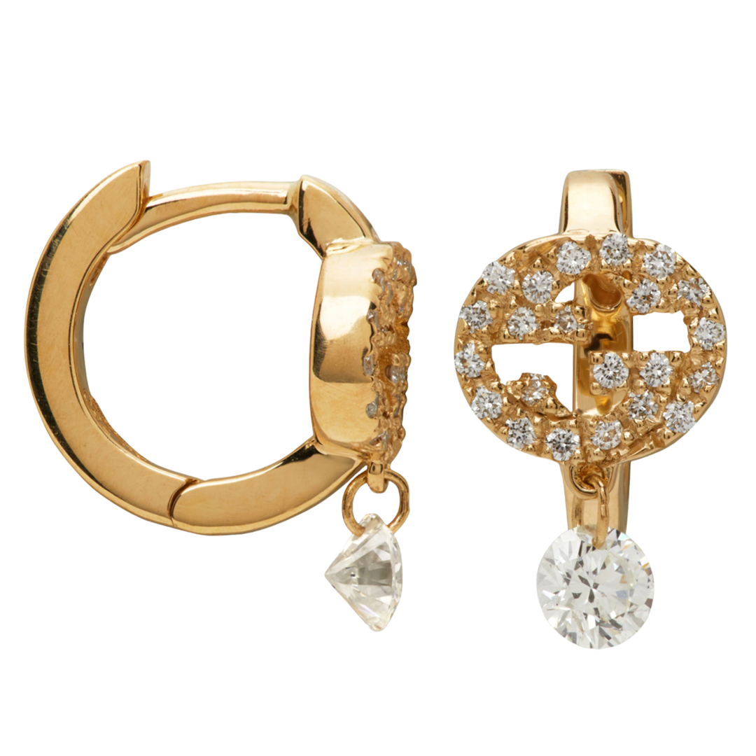 GGE138 Gucci Gold Interlocking G Diamond Earring - ccfashionjewelry