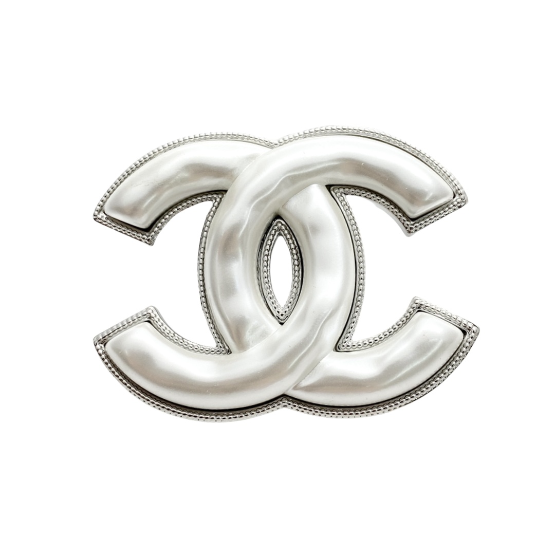 BCB559 Silver Chanel acrylic cc logo brooch pin - ccjewelryacc