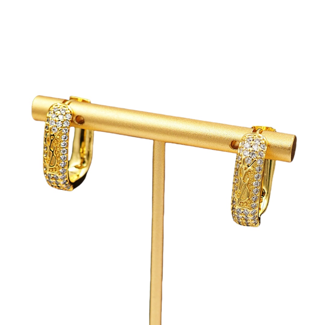 YYE100 crystal ysl hoop earrings - ccjewelryacc