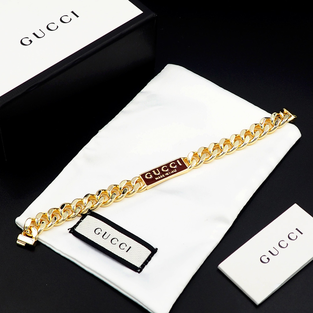 GGS057 Gucci Trademark enamel chain bracelet For men - ccjewelryacc