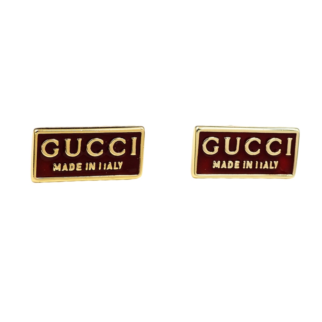 GGE141  Gucci Trademark enamel stud earrings - ccjewelryacc