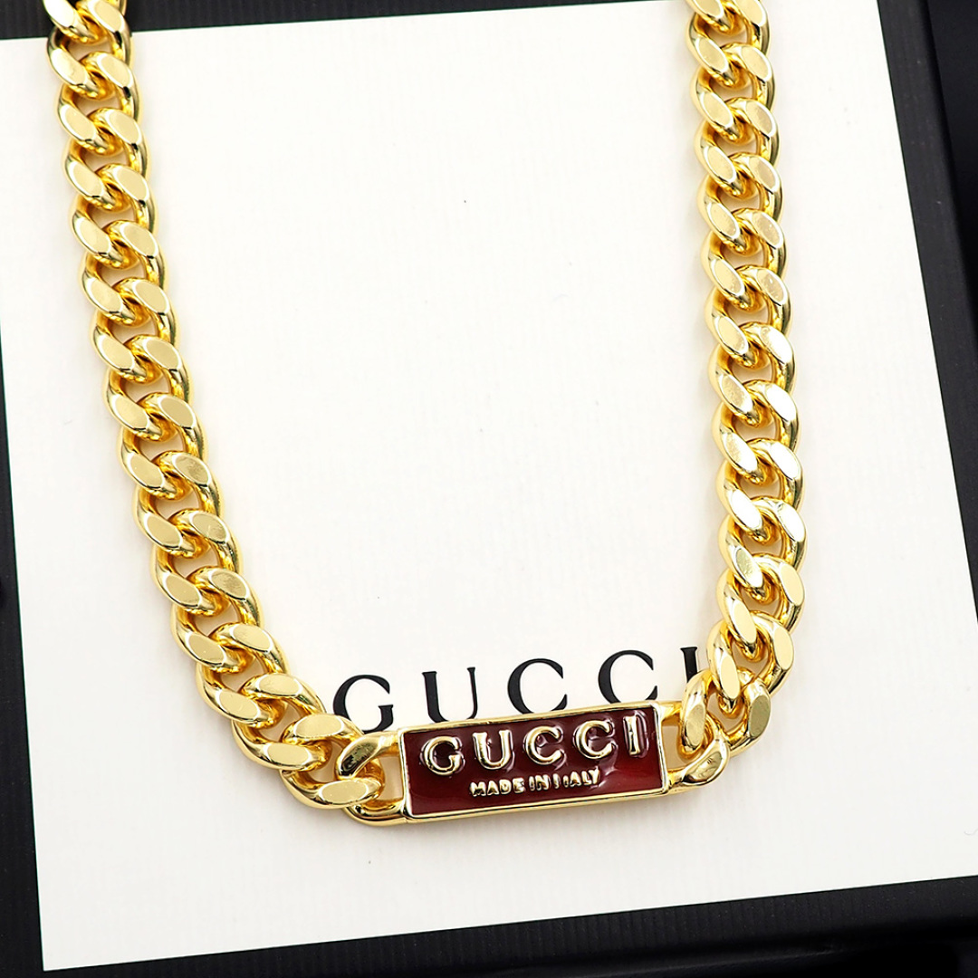 GGN061 Gucci Trademark enamel chain Necklace For men women - ccjewelryacc