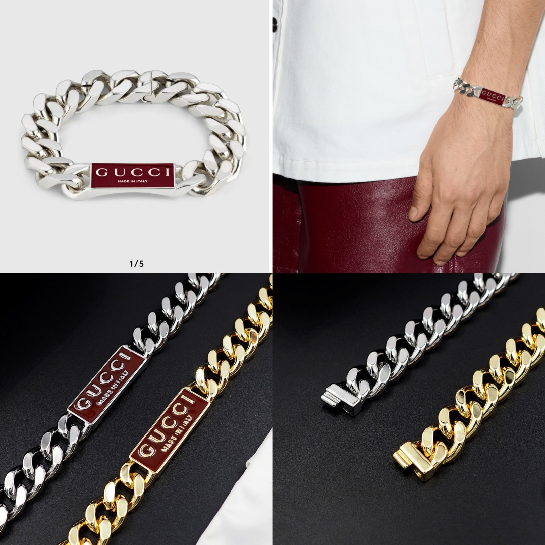 GGS057 Gucci Trademark enamel chain bracelet For men - ccjewelryacc