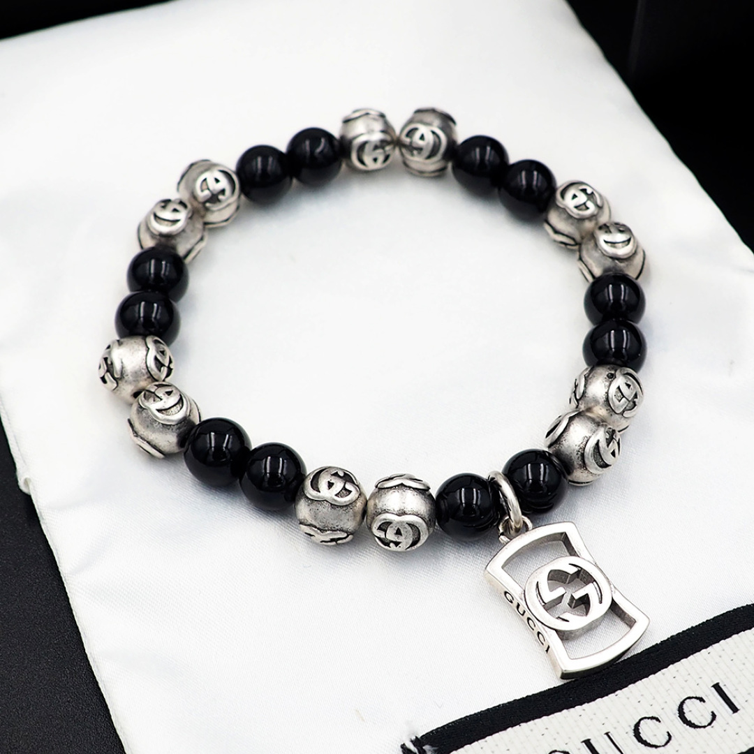 GGS056 Gucci Black beads bracelet with Identifier - ccjewelryacc