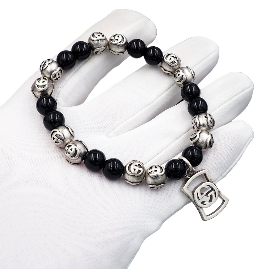 GGS056 Gucci Black beads bracelet with Identifier - ccjewelryacc