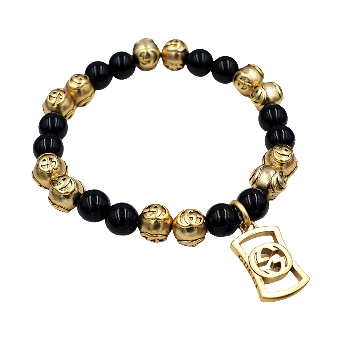 GGS056 Gucci Black beads bracelet with Identifier - ccjewelryacc